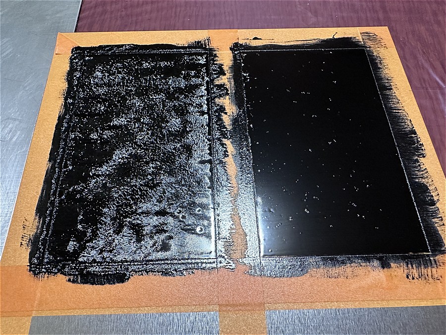 漆を塗装した検体の乾燥後の状態