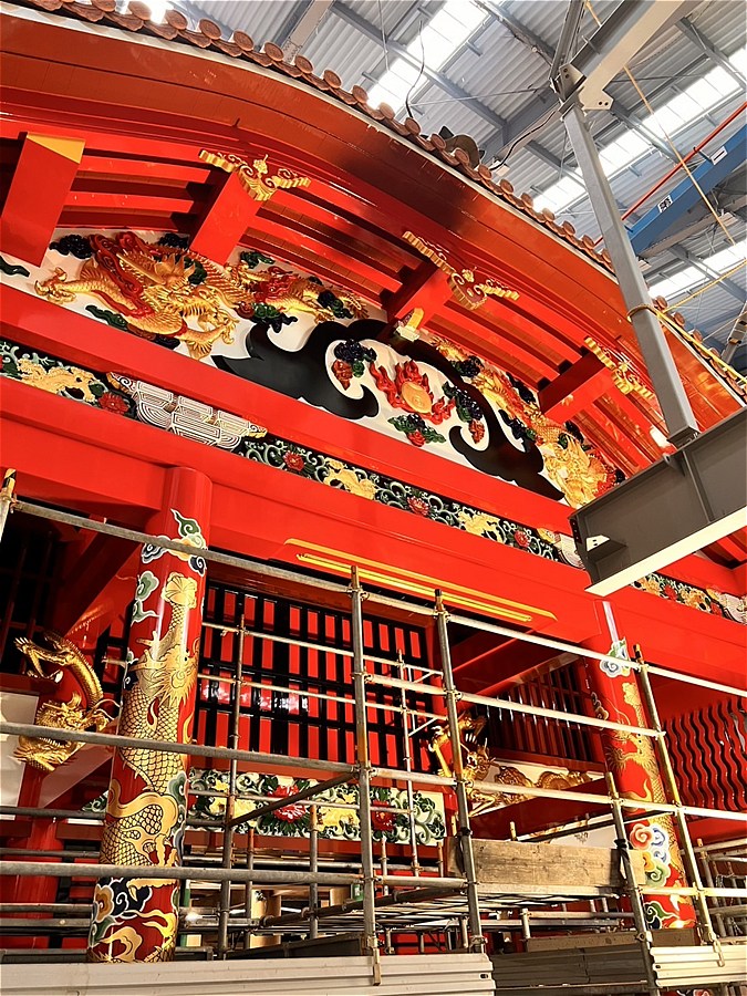 首里城正殿工事中の写真