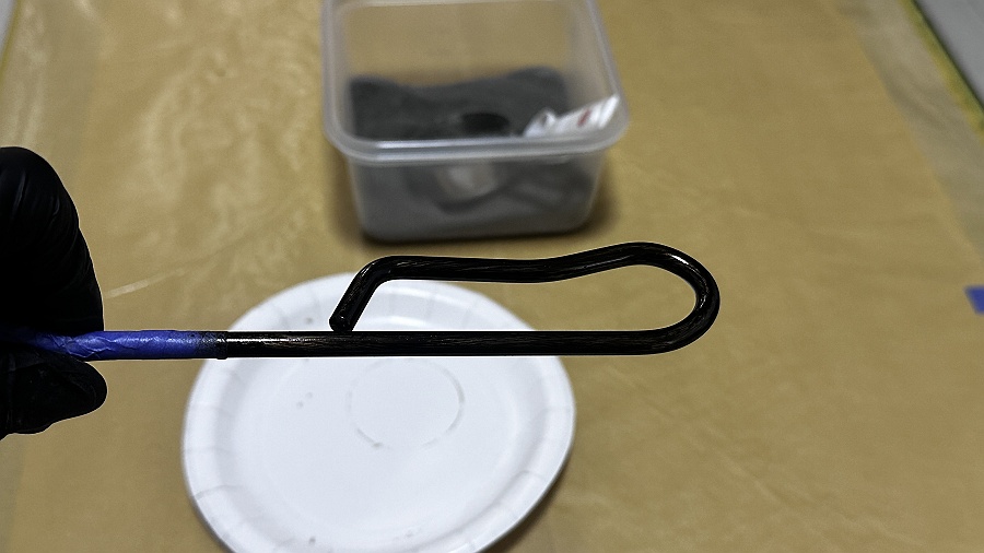 持ち手部分への呂瀬漆塗布
