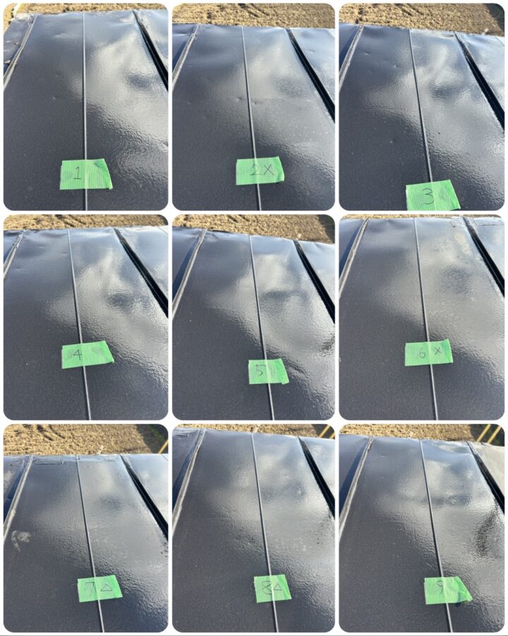 屋根　白化防止テストの結果　白化あり