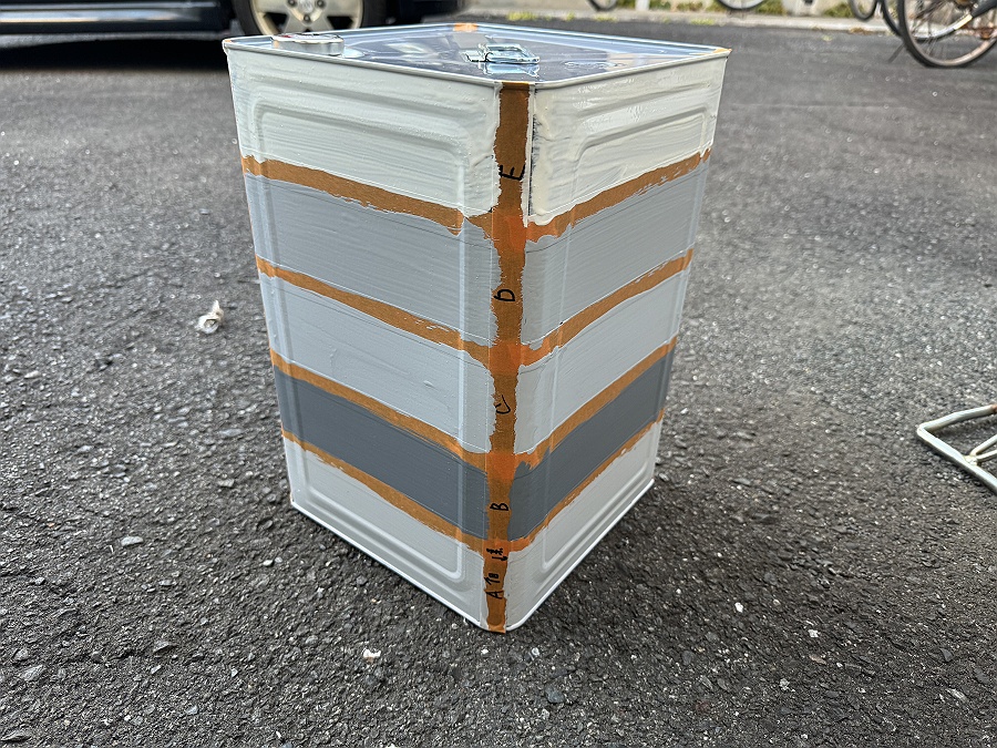 水性錆止塗料を一斗缶に塗布して比較